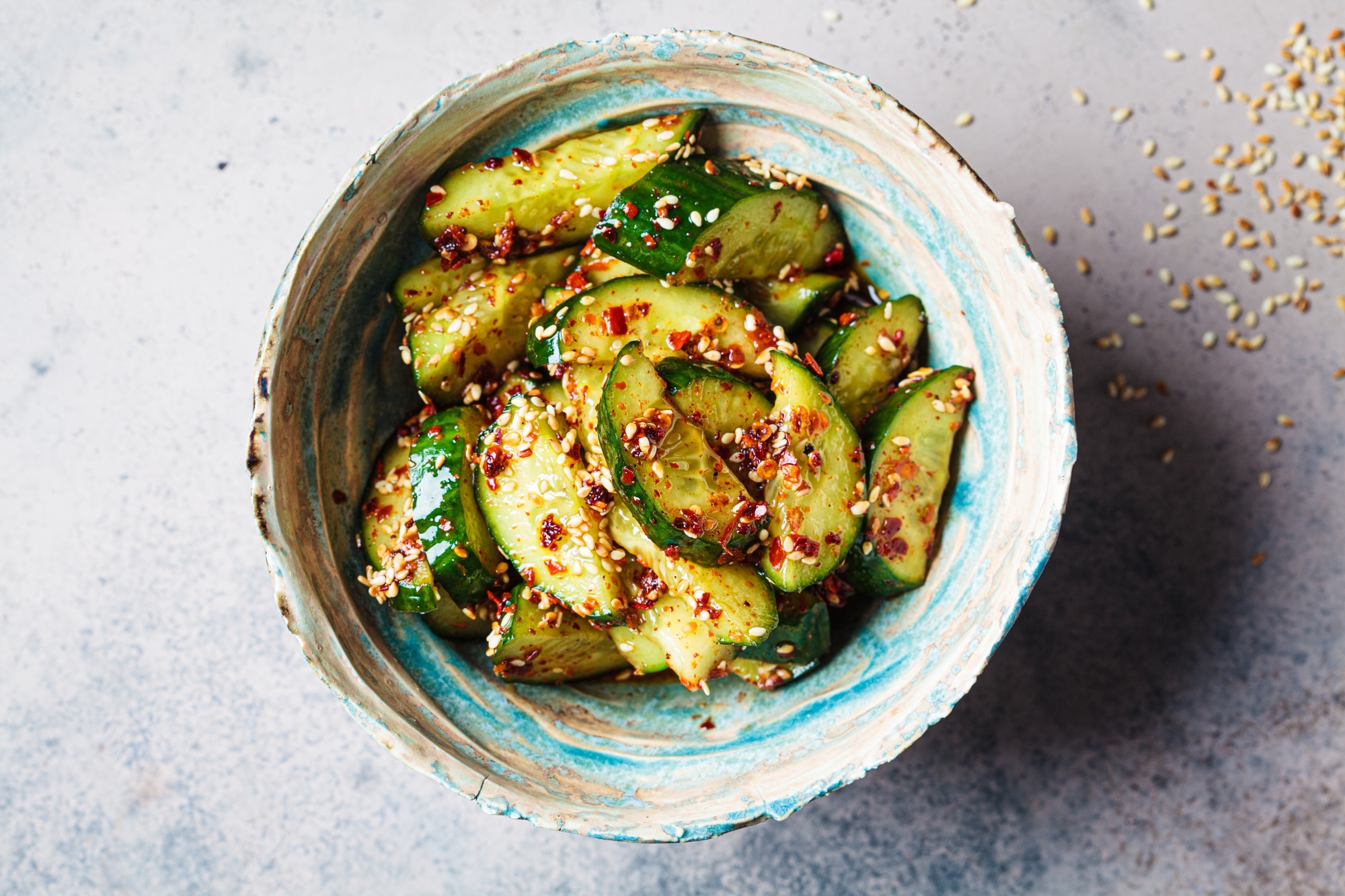SMASHED CUCUMBER SALAD