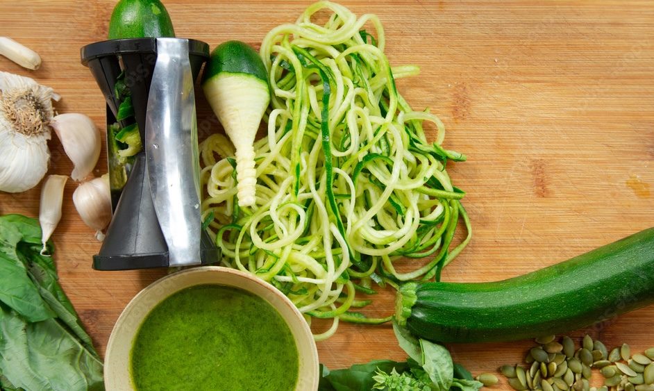 ITALIAN-ZUCCHINI PESTO NOODLES, GRILLED CHICKEN