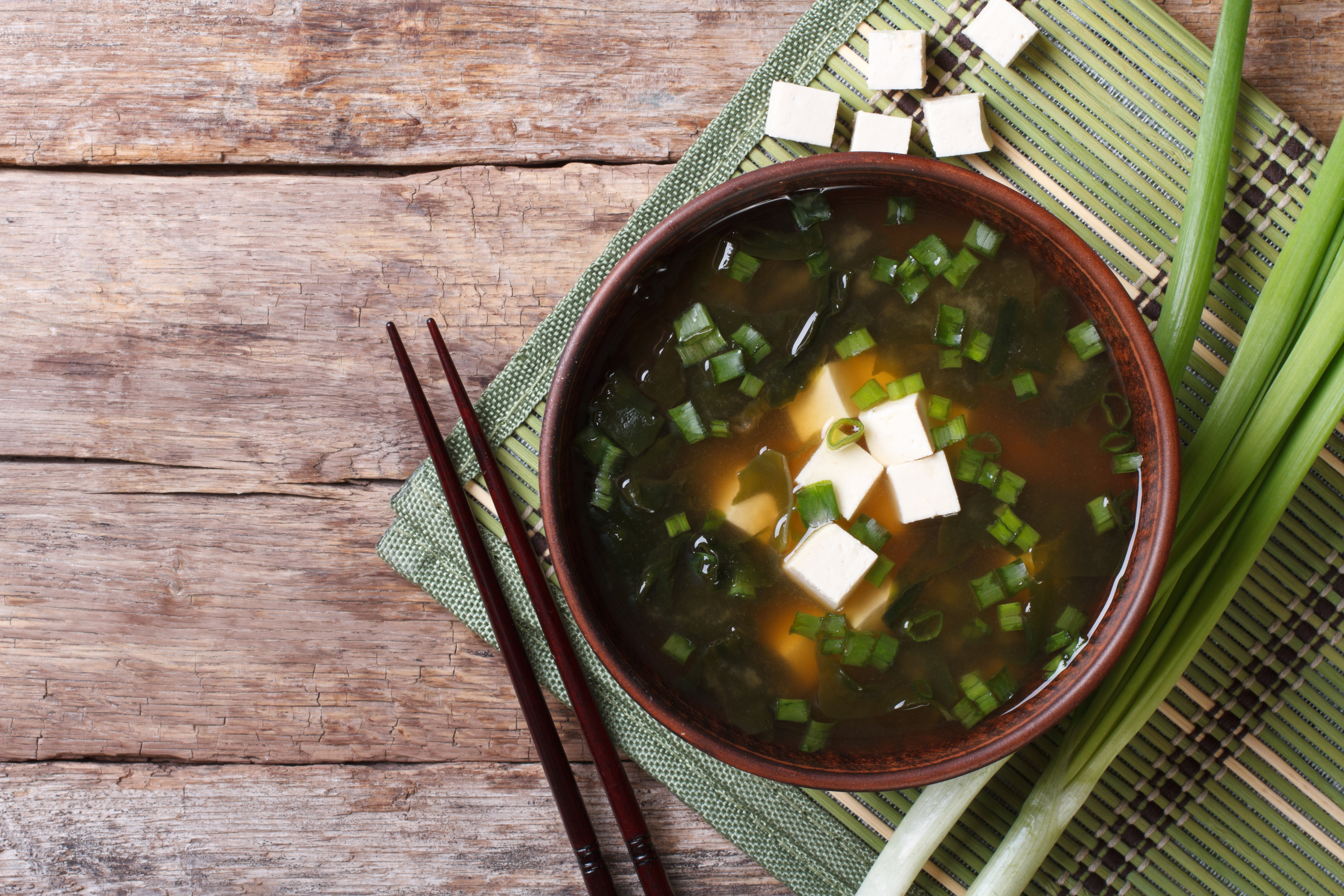 Japanese Miso Soup with Tofu and Seaweed