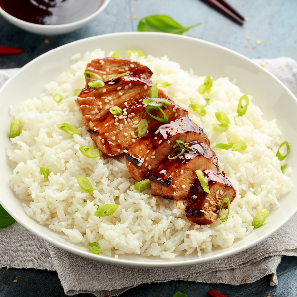 Japanese Teriyaki-Glazed Salmon with Ginger-Scallion&nbsp;Rice