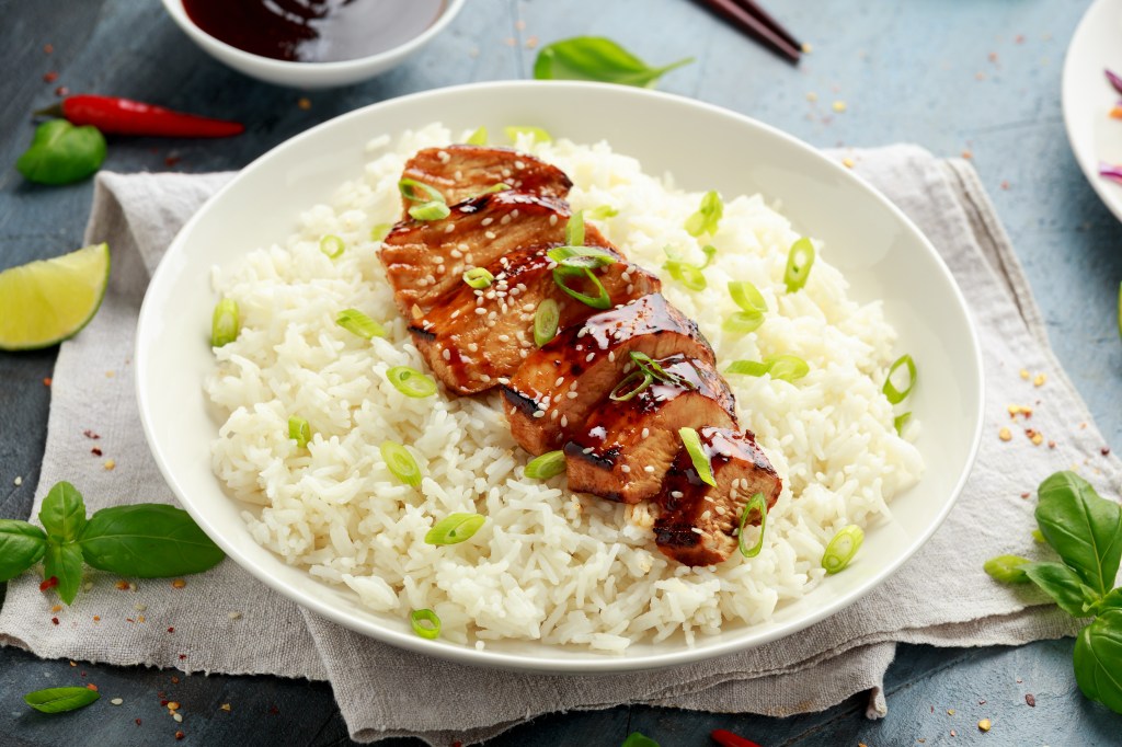 Japanese Teriyaki-Glazed Salmon with Ginger-Scallion&nbsp;Rice