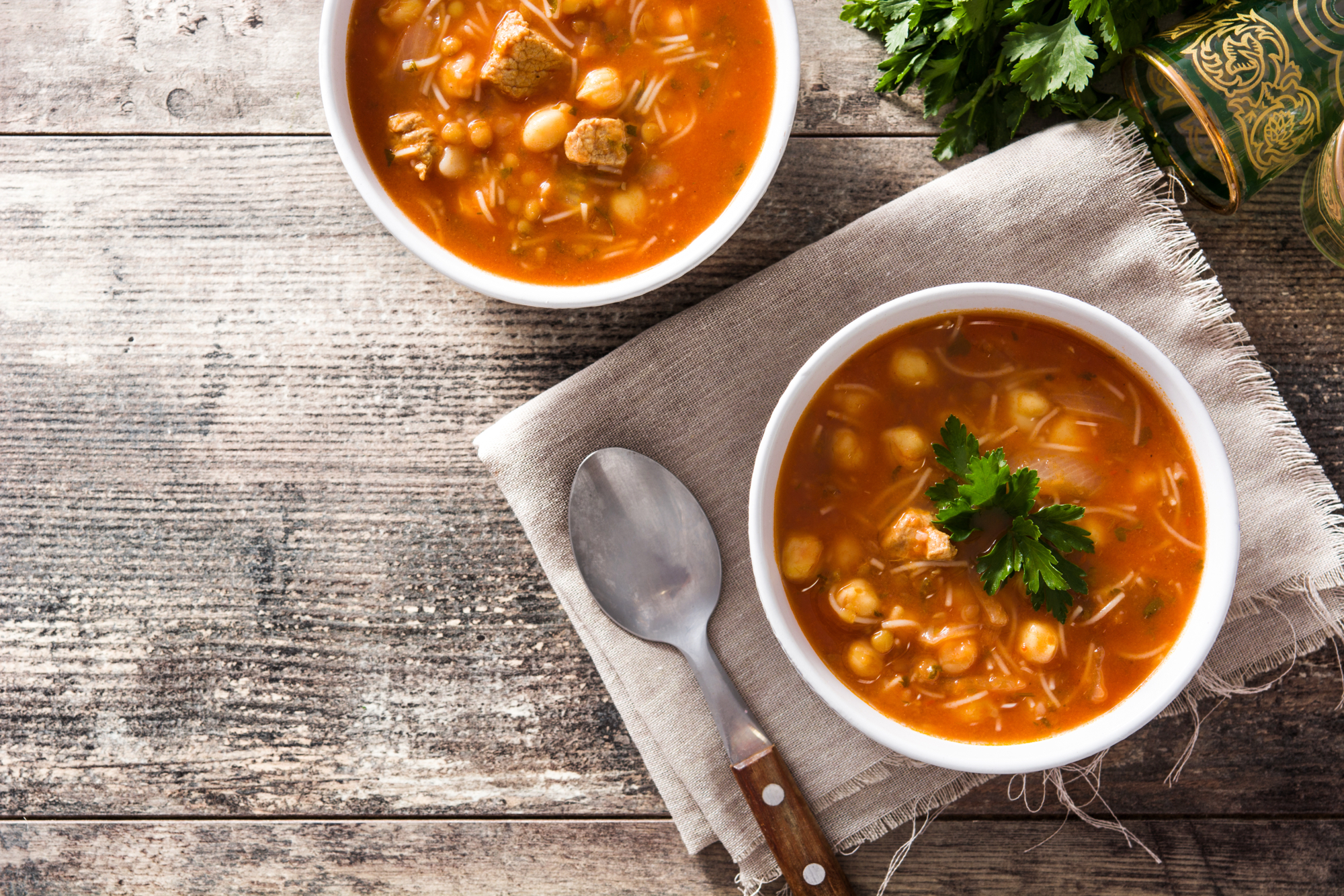 Moroccan Harira (Tomato, Lentil & Chickpea Soup)